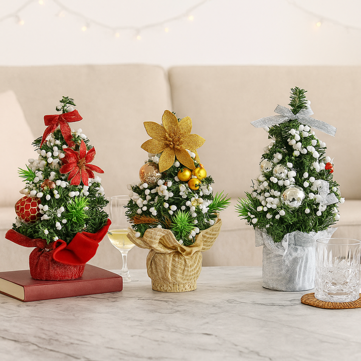 BowLift | Small Christmas Tree Tabletop Holiday Decoration Set Trio
