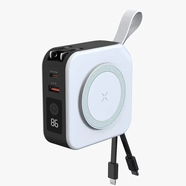 BowLift | TravelBank | Portable 5-in-1 Wall Charger | Wireless Charging, Power Bank & Multi-Device Charging