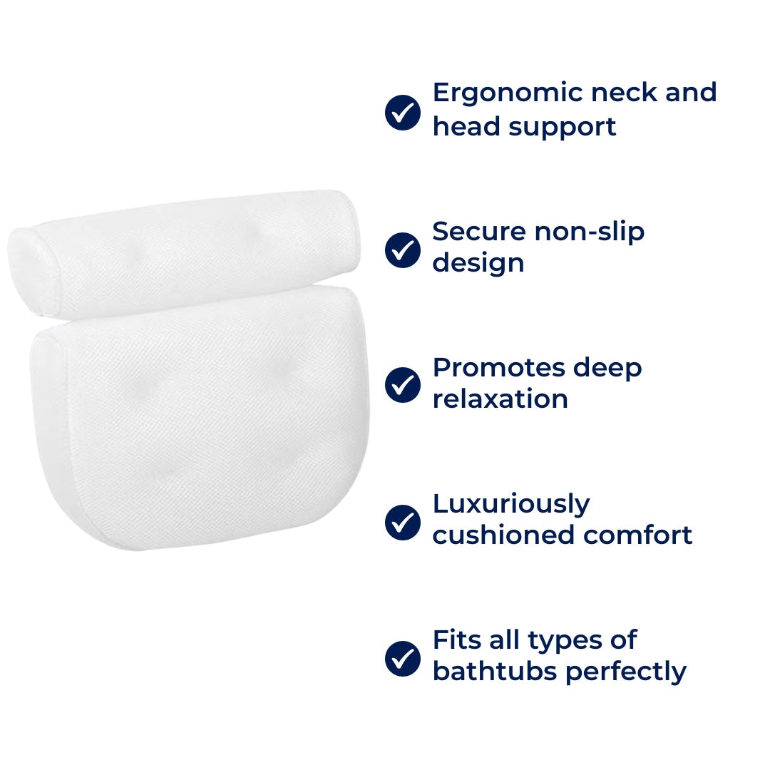 BowLift | SoakUp Bath Pillows UK – Neck & Head Support Cushion – Non-Slip – Soft & Comfortable – Fits All Bathtubs – Enhances Relaxation