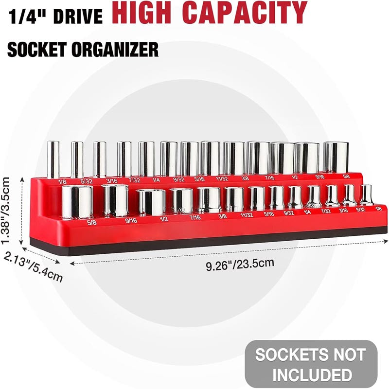 BowLift | 2-Piece 1/4-inch Magnetic Socket Organizers SAE & Metric Socket Holders for Tool Box, Tool Carts