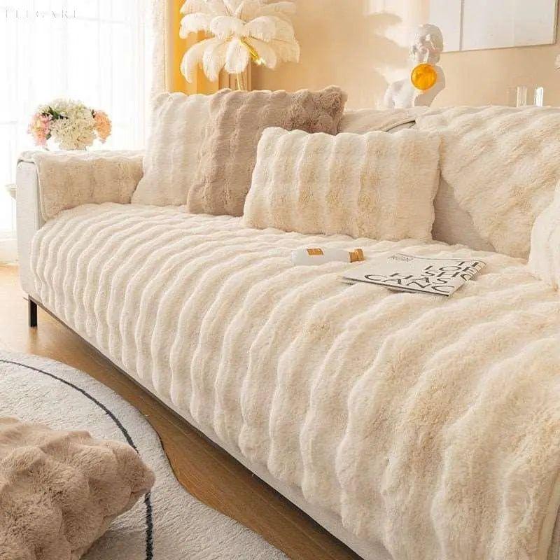Sofia - Universal Plush Sofa Cover L Shape - Winter Warm Soft | Bowlift