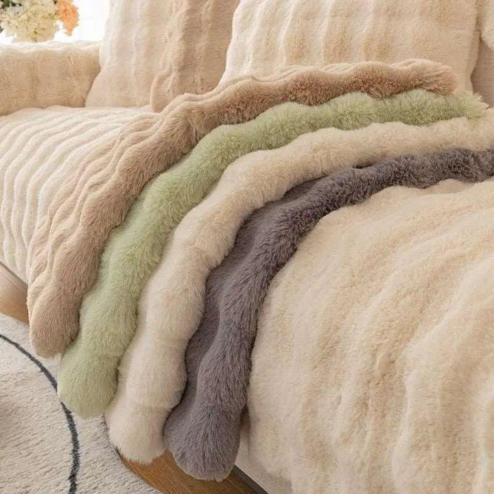 Sofia - Universal Plush Sofa Cover L Shape - Winter Warm Soft | Bowlift