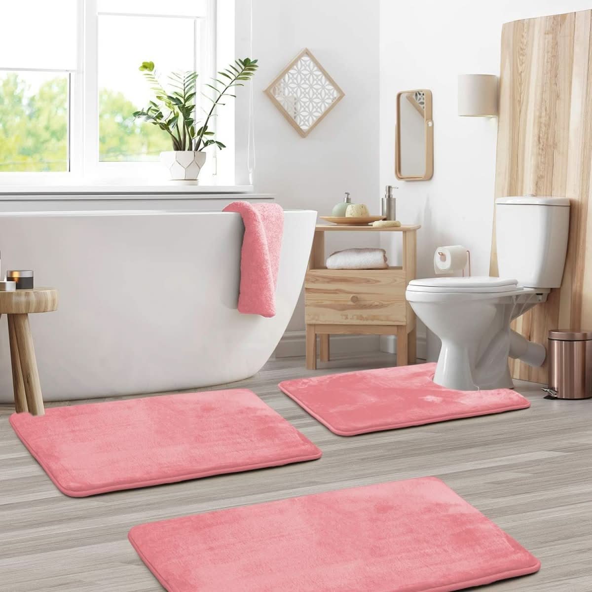 BowLift | 3-piece Memory Foam Bath Mat Set with Non-slip Bottom