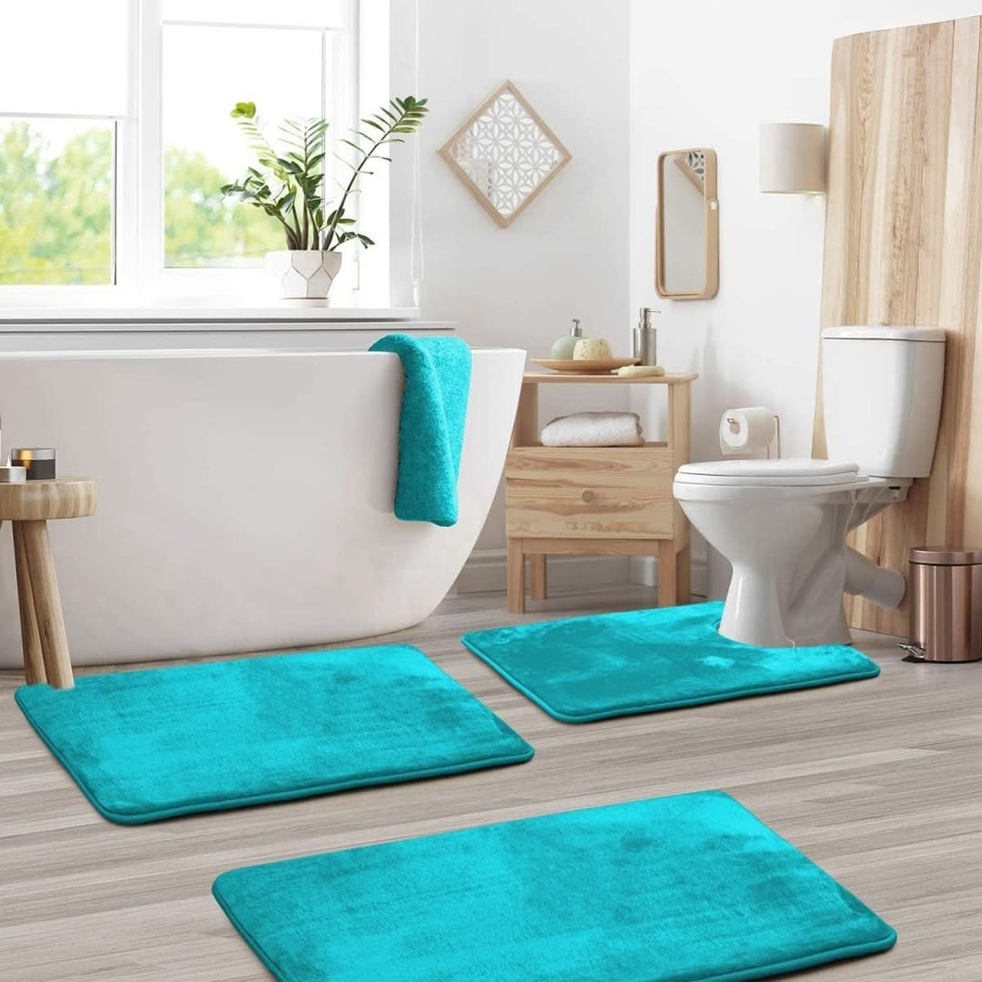 BowLift | 3-piece Memory Foam Bath Mat Set with Non-slip Bottom