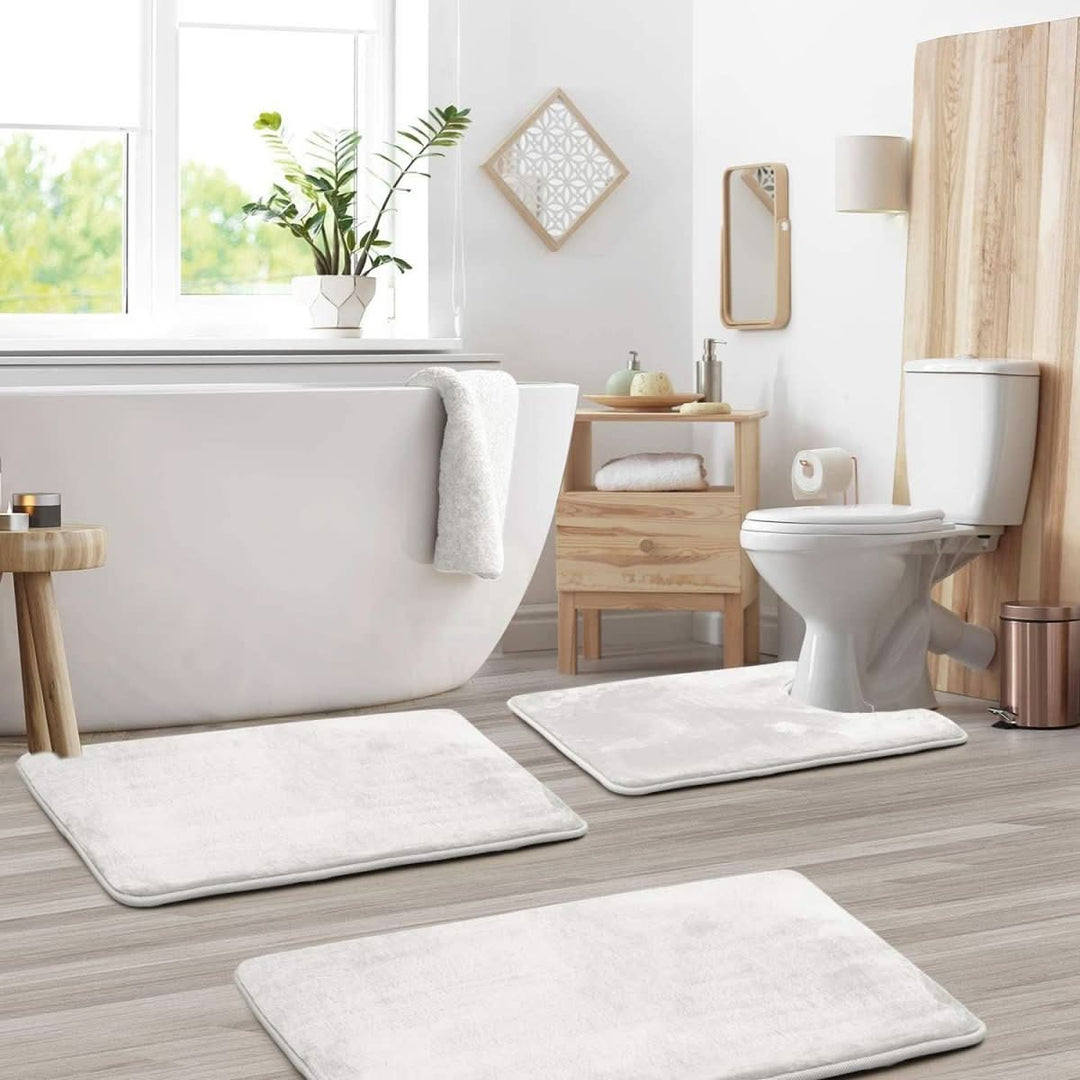 BowLift | 3-piece Memory Foam Bath Mat Set with Non-slip Bottom