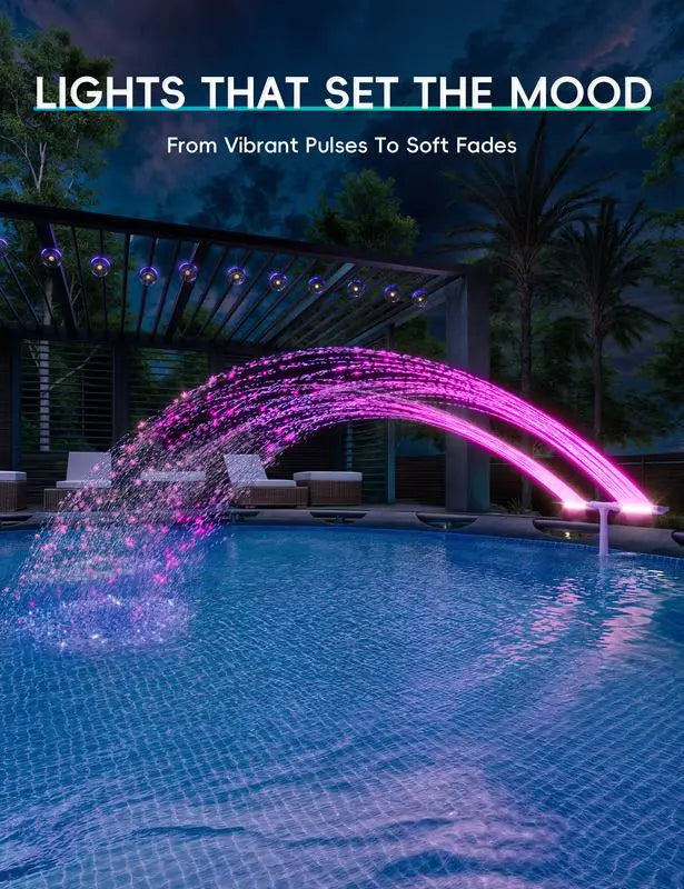 BowLift | Solar Pool Fountain with LED & Double Spray Arch – For Nighttime Pool Magic
