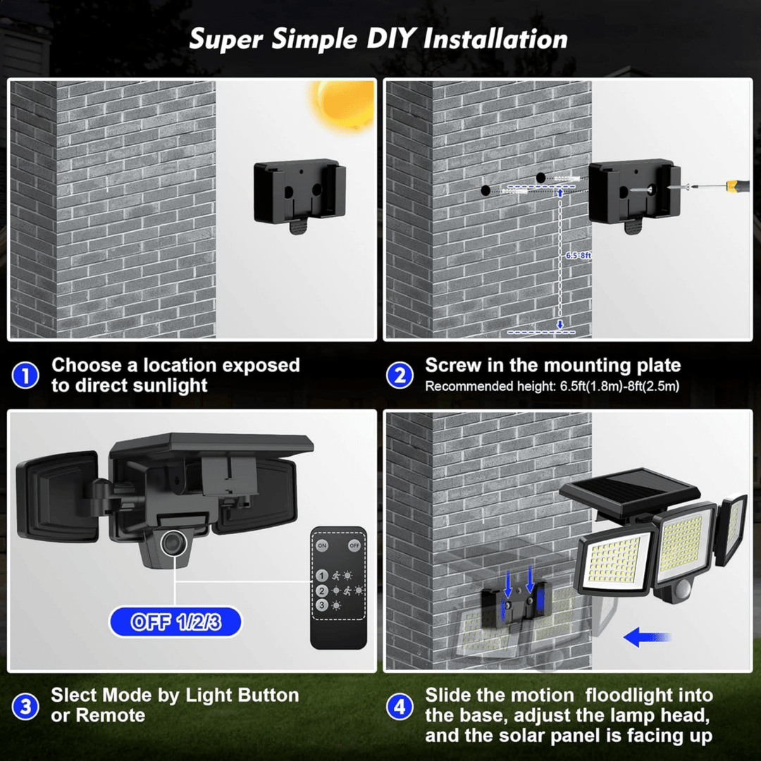 BowLift | Solar-powered security light with motion sensor & remote control