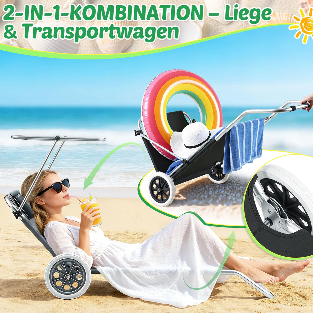 Sun lounger with wheels and sun canopy folding garden lounger | Bowlift