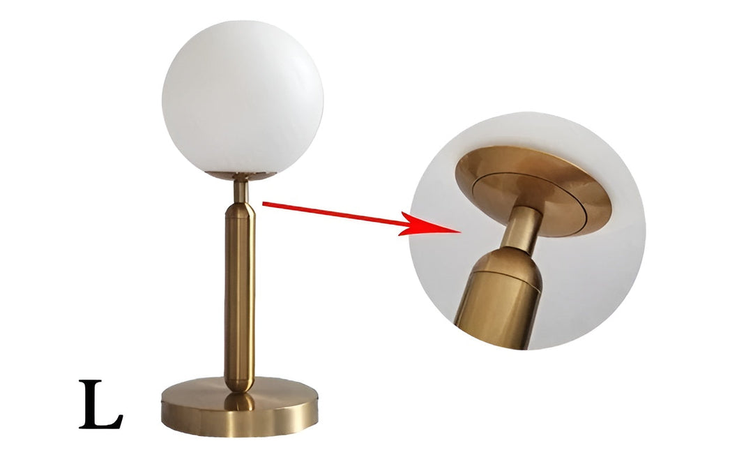 BowLift | SphereShine Luxe Table Lamp of Glass & Brass – Elegance and LED
