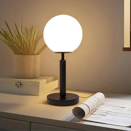 BowLift | SphereShine Luxe Table Lamp of Glass & Brass – Elegance and LED