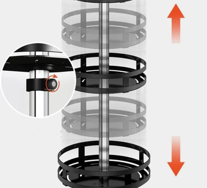 BowLift | TwistRack 360° – Rotating Storage Shelf | Space-Saving Adjustable Organizer for Kitchen, Bathroom & Home