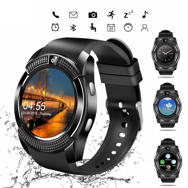 BowLift | Sport Men Smart Watch v8 sim card android camera rounded Answer Call Dial Call Smartwatch Heart Rate Fitness Tracker