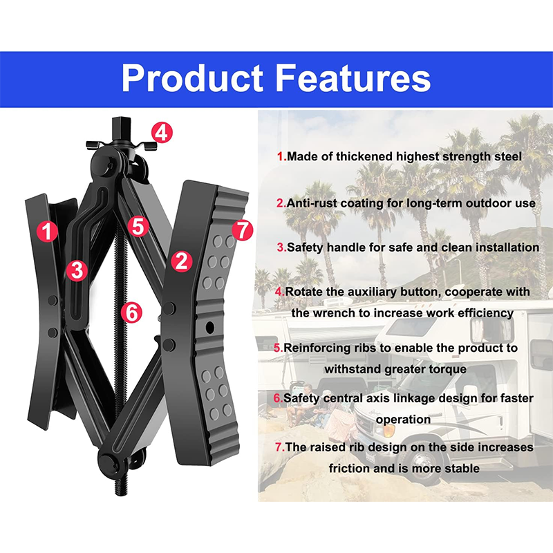 BowLift | Wheel Chock Stabilizer ，2pcs RV Travel Trailer Camper Wheel Shock Absorbers, Heavy Duty RV Tire Scissor Locks X-Bolt Accessories with Wrench