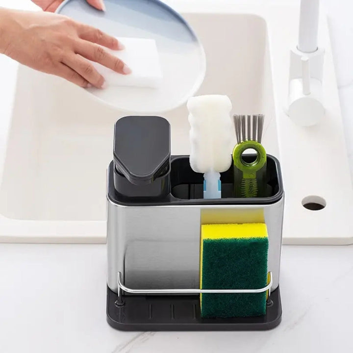 BowLift | Stainless Steel Dish Soap Dispenser & Utensil Rack