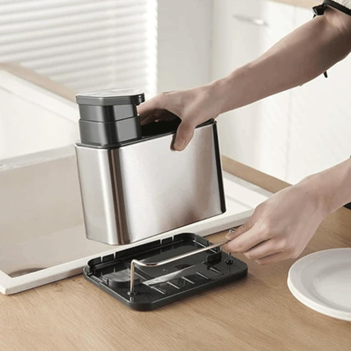 BowLift | Stainless Steel Dish Soap Dispenser & Utensil Rack