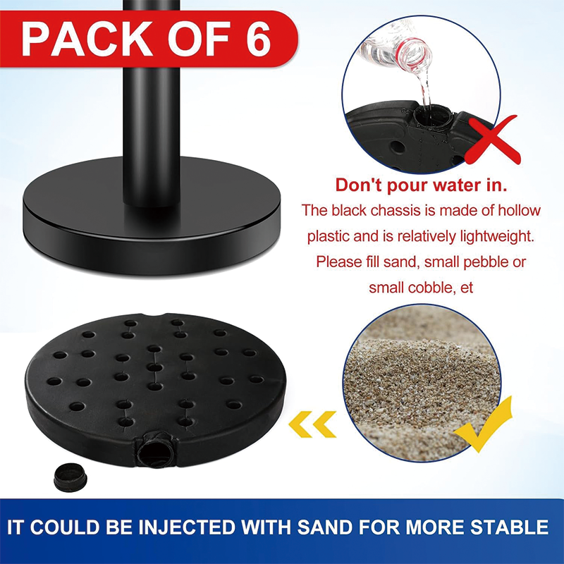 BowLift | 6 Pieces Stanchion Set, with 6.6ft/2 m Black Retractable Belt, Crowd Control Stanchion Retractable Belt Barriers