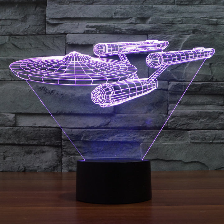 BowLift | Lumora 3D Star Trek Enterprise Ship LED Lamp - Multicolor optical illusion light