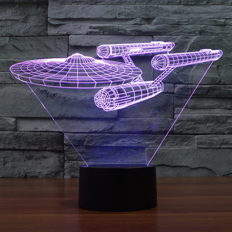 BowLift | 3D Star Trek Illusion lamp | Floating Enterprise | Multicolored LED light | 20 cm high