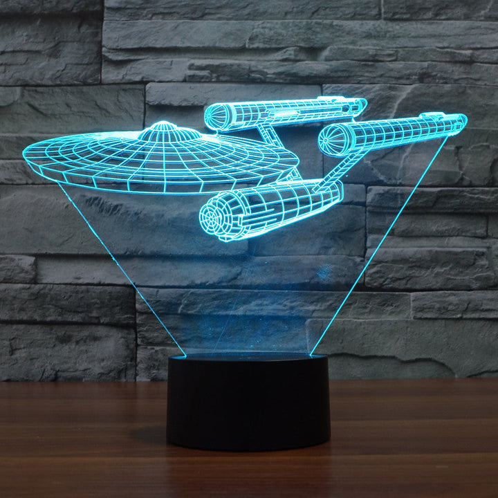 BowLift | 3D Star Trek Illusion lamp | Floating Enterprise | Multicolored LED light | 20 cm high