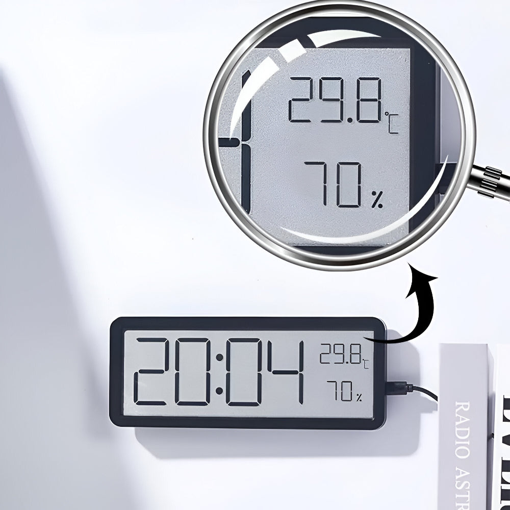Digital LED Wall Clock – Large Display with Temperature and Humidity | Bowlift