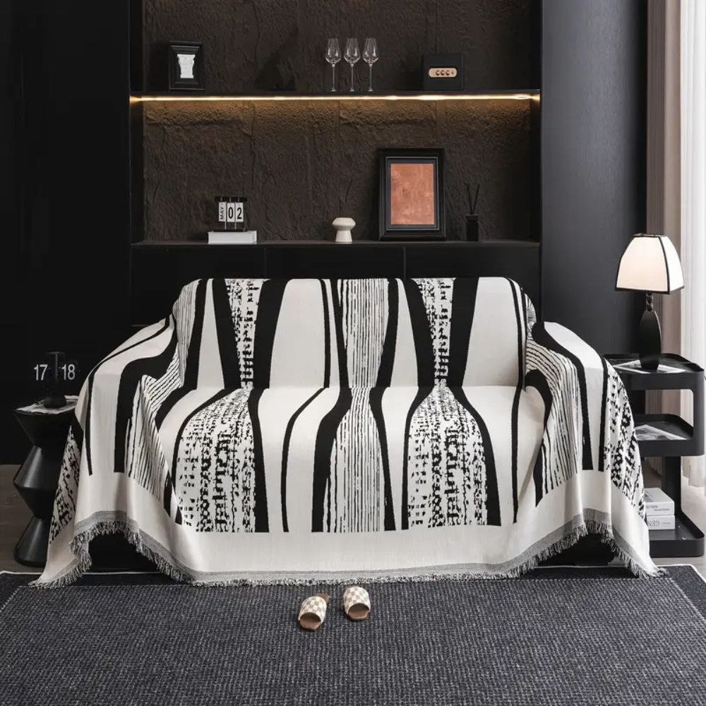BowLift | Stone Bohemian Fringe Sofa Cover