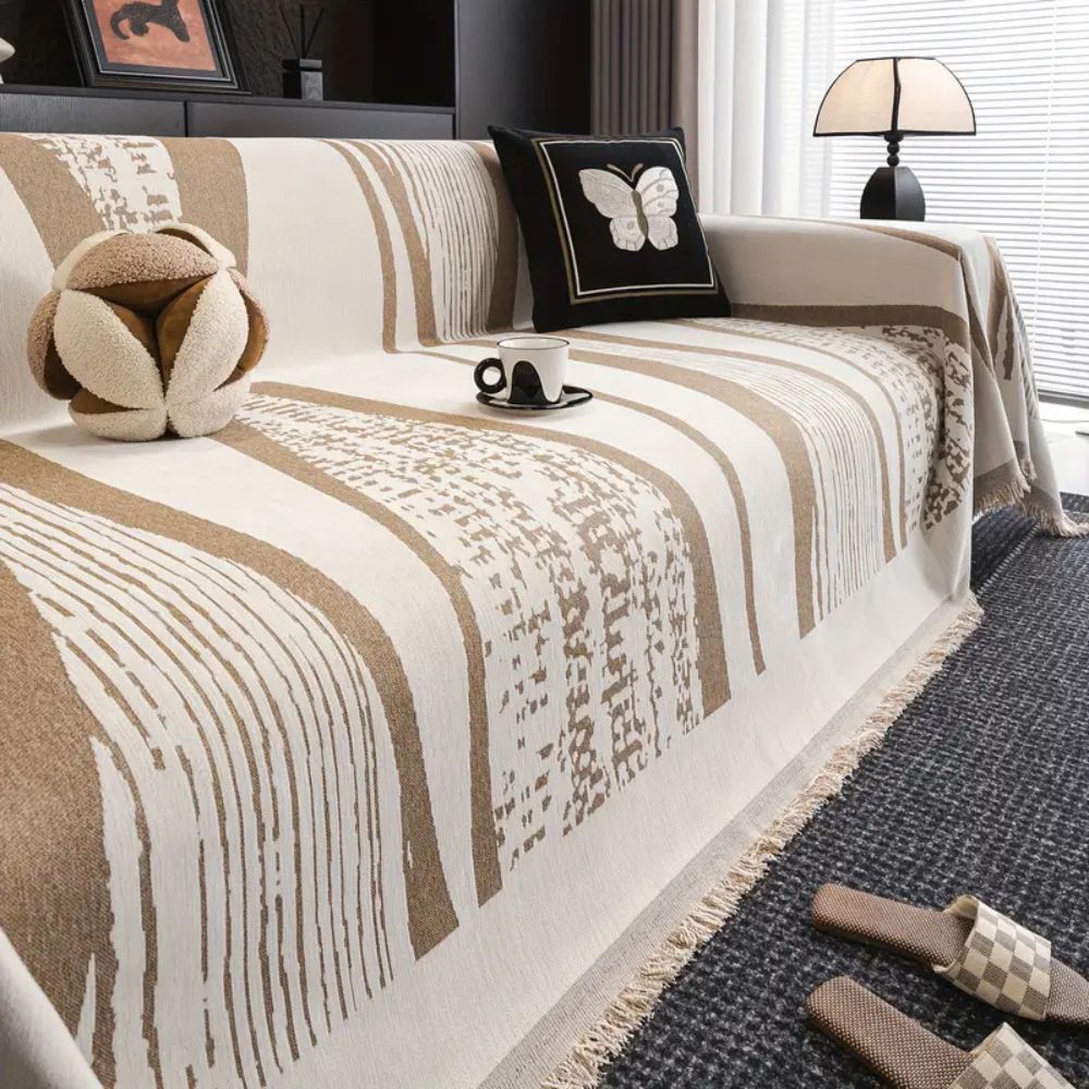 BowLift | Stone Bohemian Fringe Sofa Cover