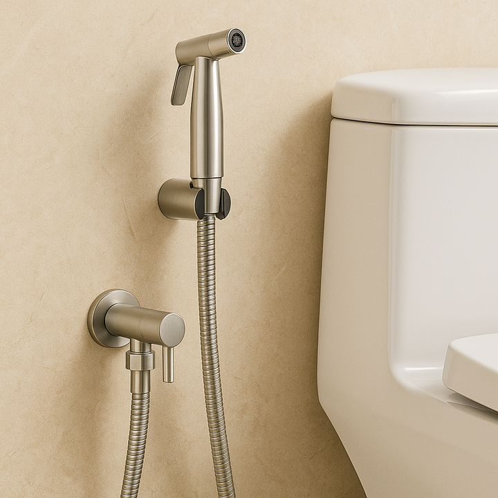 Stainless Steel Bidet Sprayer AquaNova – Hygienic Toilet Shower Spray with Wall Holder | Bowlift