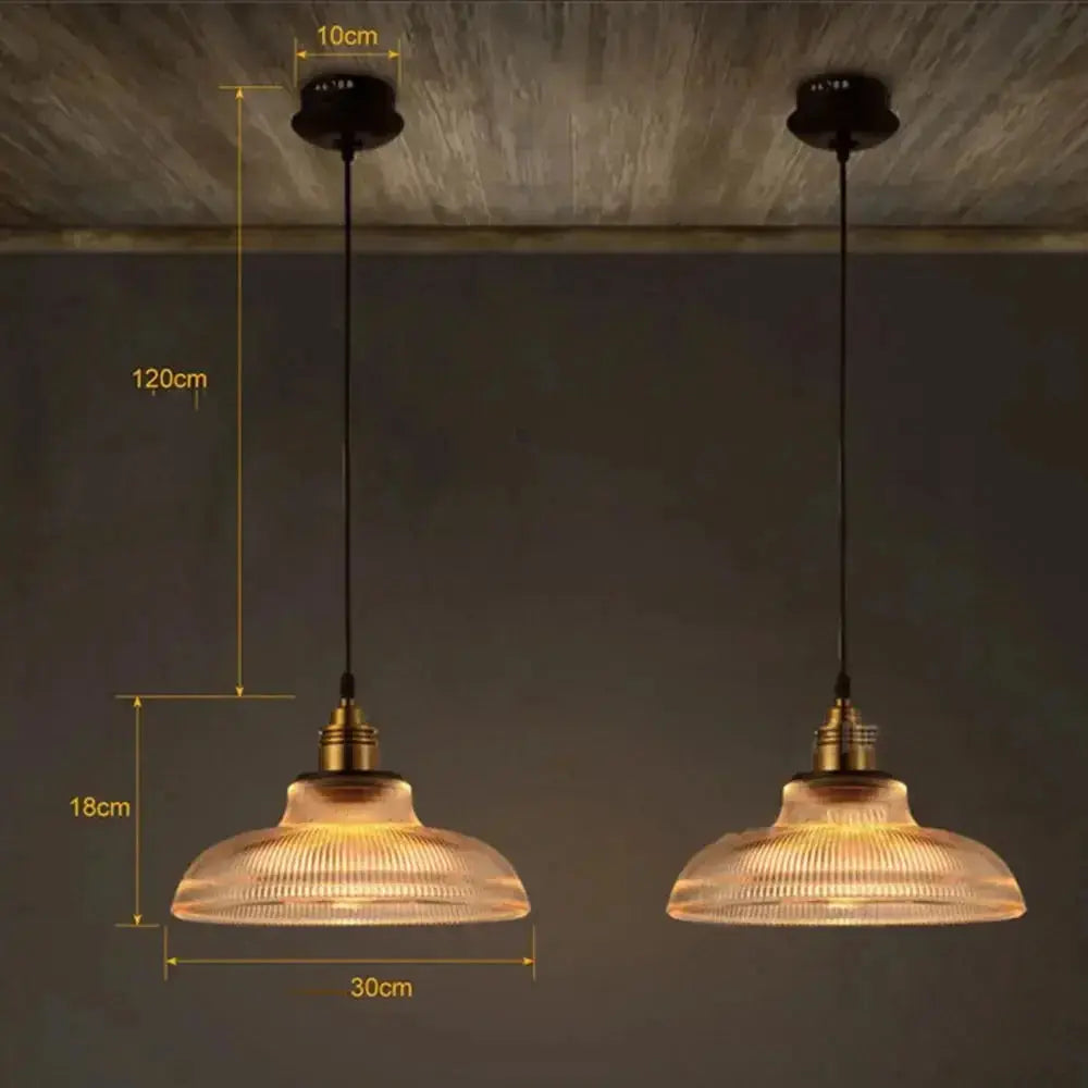 BowLift | Retro Luxe Glass Pendant Lamp - Vintage Stripe Design for Coziness and Atmosphere