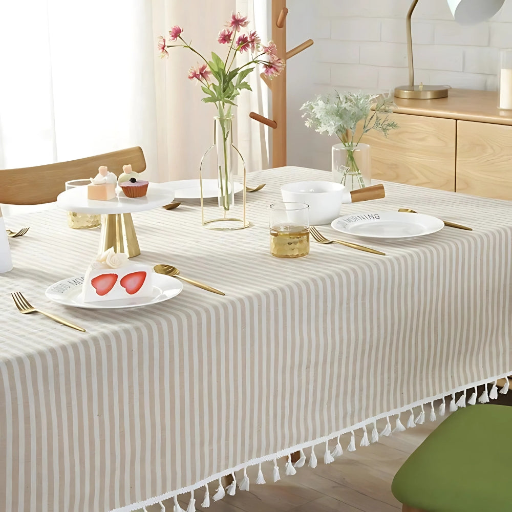 BowLift | Classic Striped Tassel Table Cloth
