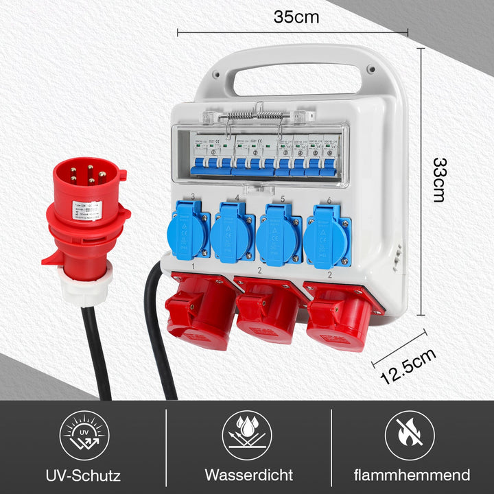 Wall distributor 2 x CEE 16A 400V + 1 x CEE 32A 400V + 4 x 230V 5 Pole | Bowlift