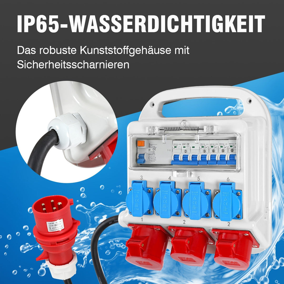 Power distributor RCD 2 x CEE 400V/16A + 4 x 230V Schuko 5 pole | Bowlift