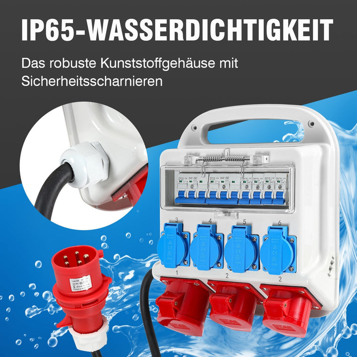 Wall distributor 2 x CEE 16A 400V + 1 x CEE 32A 400V + 4 x 230V 5 Pole | Bowlift