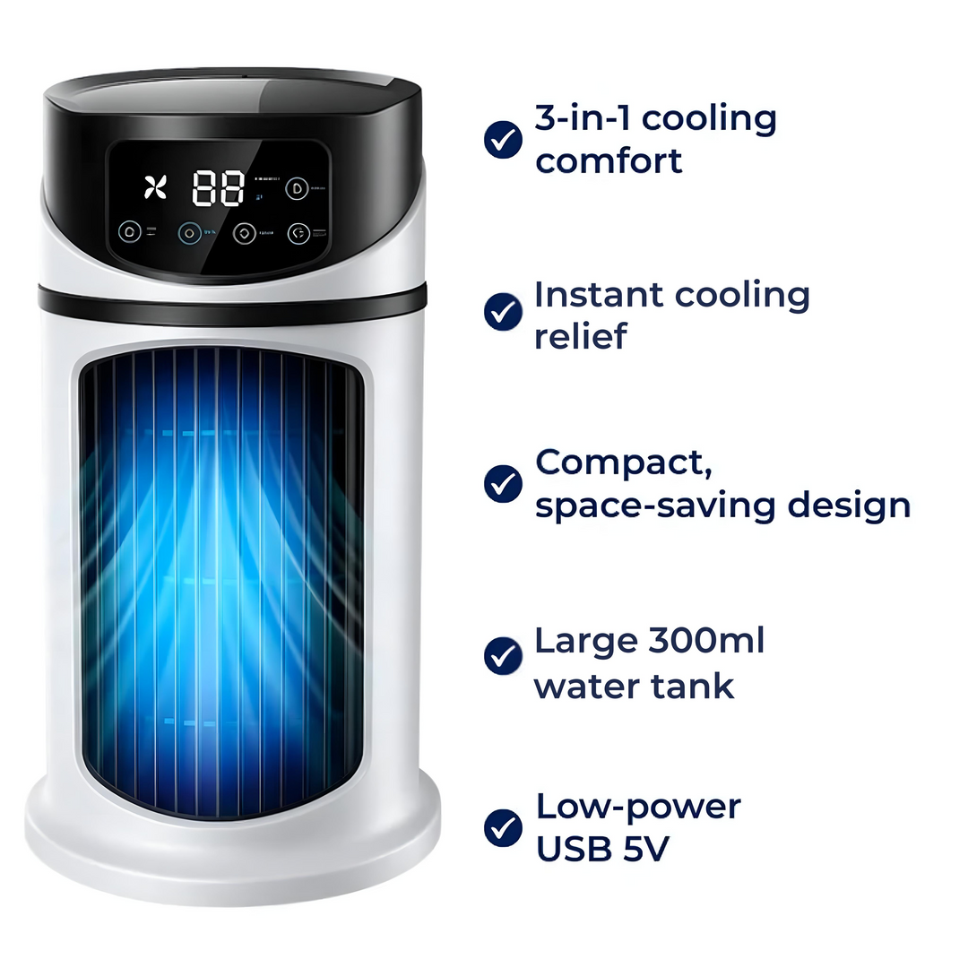 Rapid Cooling – USB 5V – 300ML Water Tank – Quiet Operation for Desk and Home Use Bowlift