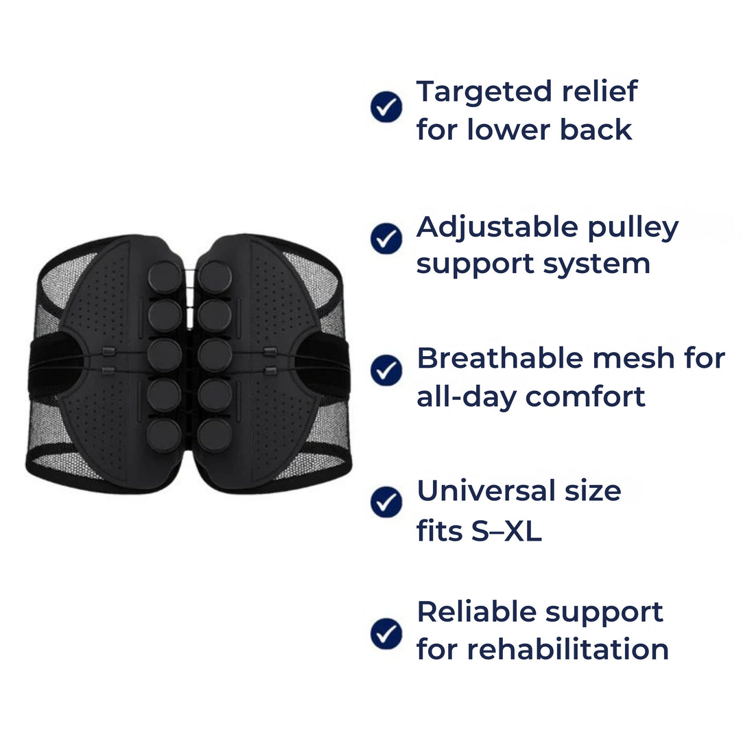 Lower Back Pain Relief – Breathable Mesh & Adjustable Fit – Improves Posture for Office & Everyday Comfort Bowlift