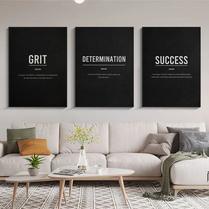 Success Definition Posters Black and White Wall Art Fine Art Canvas Prints Motivational Daily Mantra Pictures For Living Room Bedroom Study Room Wall Decor | Bowlift