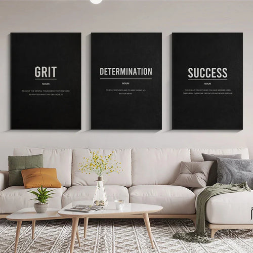 Success Definition Posters Black and White Wall Art Fine Art Canvas Prints Motivational Daily Mantra Pictures For Living Room Bedroom Study Room Wall Decor | Bowlift