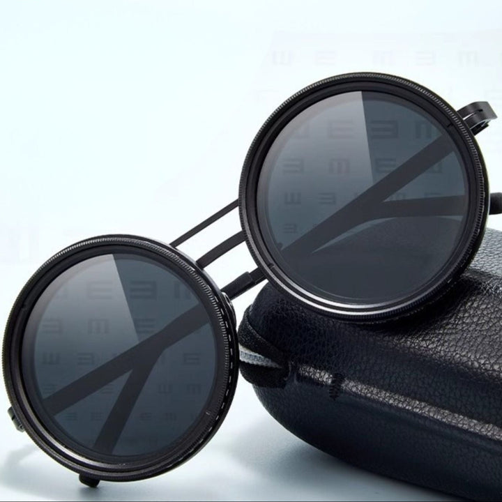 BowLift | VisionRound Polarized Sunglasses – Unisex Retro Design with Adjustable Light Filter