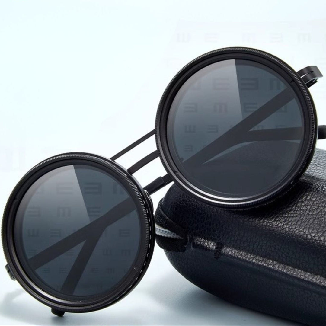 VisionRound Polarized Sunglasses – Unisex Retro Design with Adjustable Light Filter | Bowlift