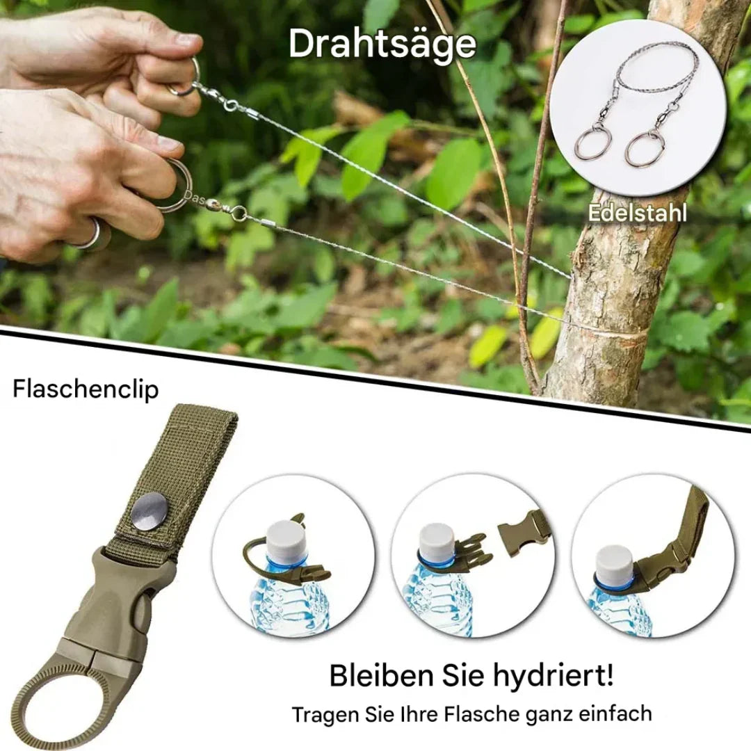 BowLift | 38-in-1 First-Aid and Survival Kit with Flashlight and Compass