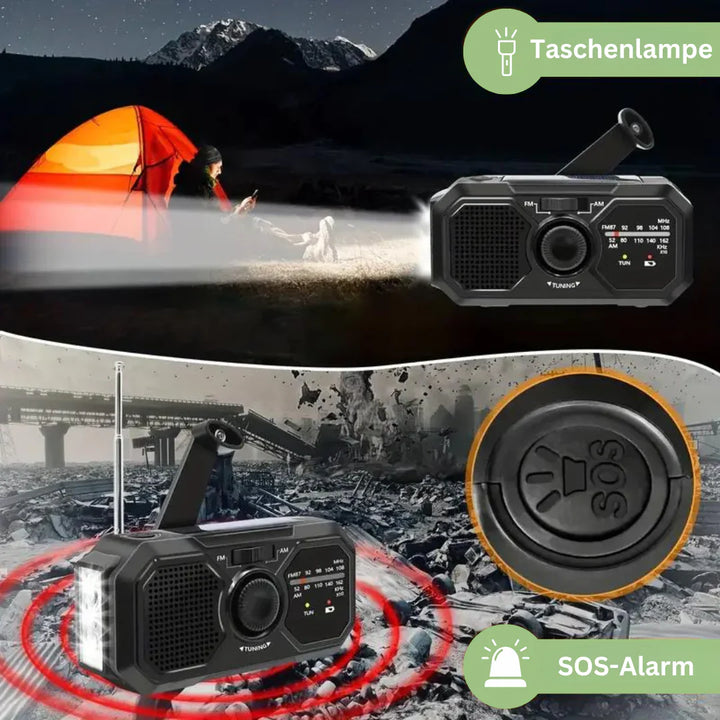 BowLift | Portable emergency radio with solar panel and hand crank – FM/AM reception and power bank function