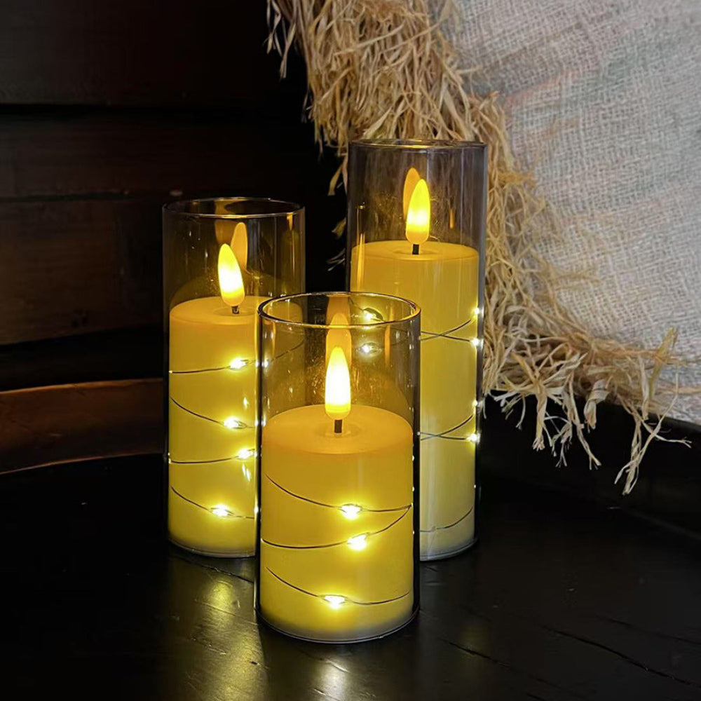 BowLift | LED Candle Holders with Remote Control, Warm Flickering Flameless Light – Set of 3 Pieces, Adjustable Brightness and Timer
