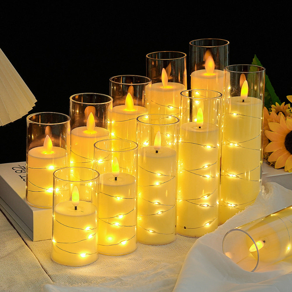 BowLift | LED Candle Holders with Remote Control, Warm Flickering Flameless Light – Set of 3 Pieces, Adjustable Brightness and Timer