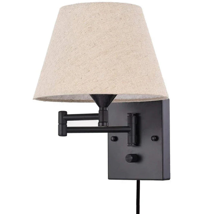Swiveling wall lamp with fabric shade - Adjustable LED wall lamp for bedroom & living room | Bowlift
