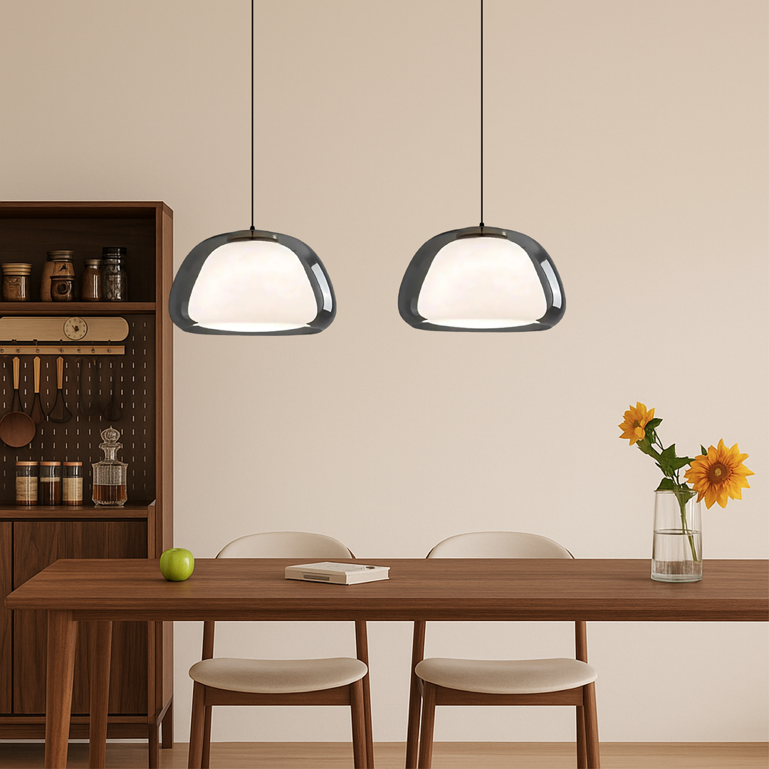 BowLift | Nombr Jelly Glass Pendant Lamp – Modern Lamp for Kitchen and Dining Table, Adjustable Height, Soft LED Light