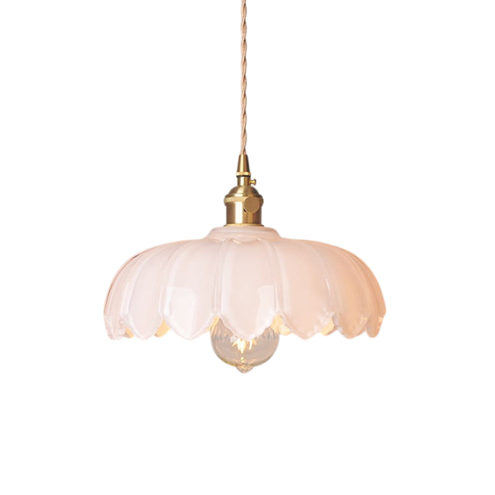 BowLift | Glass Hanging Lamp with Flowers for Dining Room and Bar, Adjustable Height, Warm LED Light, Modern Accent