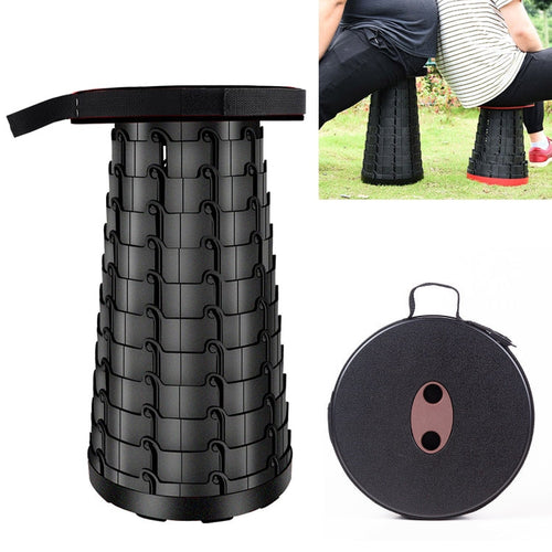 BowLift | Outdoor Portable Folding Telescopic Plastic Stool Camping Fishing Garden Stool (Black)