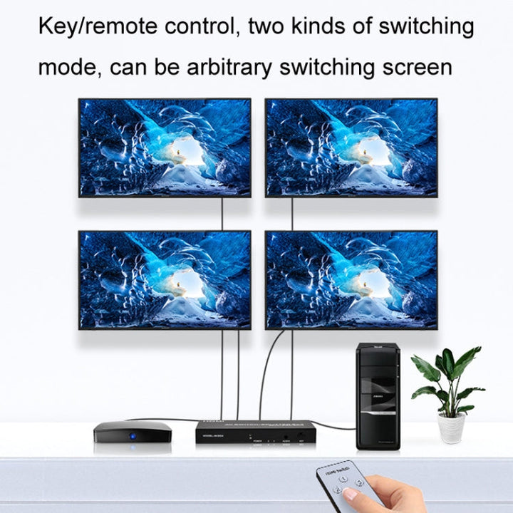 BowLift | FJGEAR FJ-4K204 2 In 4 Out HD 4K Audio HDMI Switch Distributor, Plug Type: US Plug