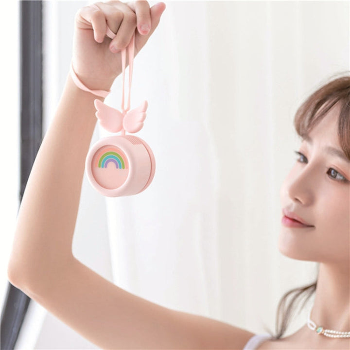 USB Charging Fan Brushless Hanging Neck Mini Sling Lazy Fan(Angel Pink) | Bowlift