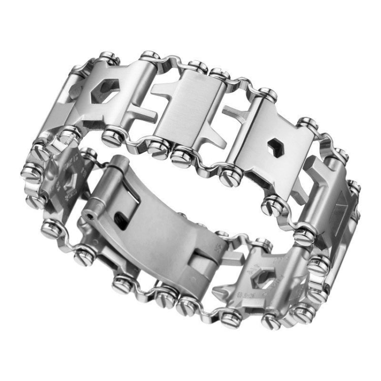 BowLift | Multifunctional Stainless Steel Outdoor Survival Tool Bracelet for Men (316L Width Silver)