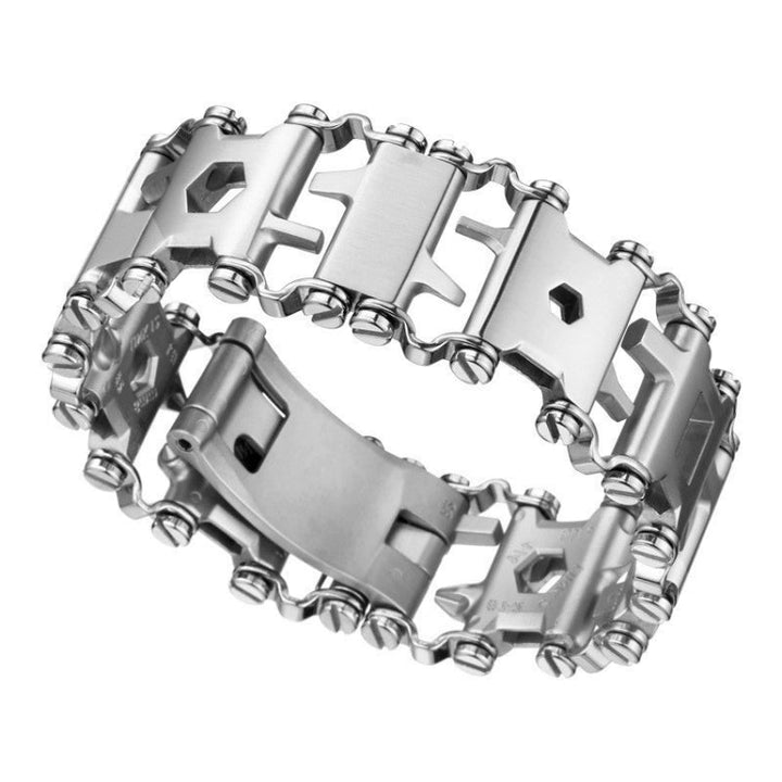 BowLift | Multifunctional Stainless Steel Outdoor Survival Tool Bracelet for Men (316L Width Silver)